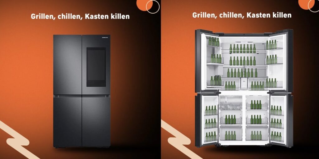 Samsung Kühlschrank RF9000 und Heineken Bierflaschen