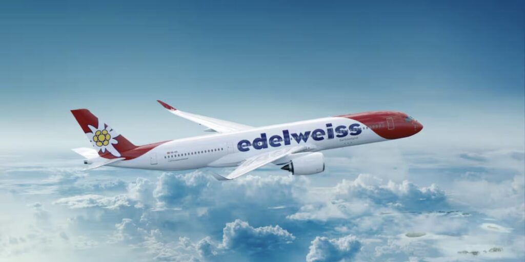 Edelweiss Airbus A350 über den Wolken