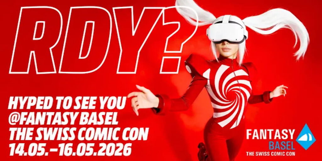 Fantasy Basel 2026 – The Swiss Comic Con: Frau in rotem Kostüm mit VR-Brille, 14.–16. Mai 2026
