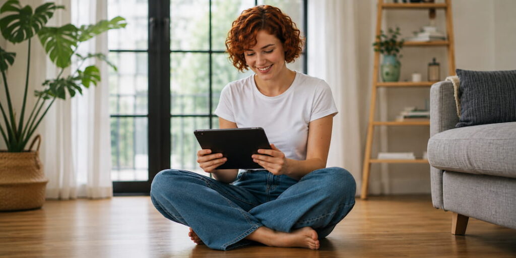 Junge Frau mit Apple iPad