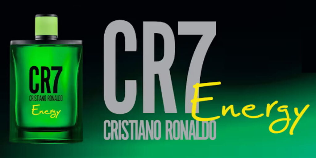 Grüne CR7 Energy Eau de Toilette Flasche mit CR7 Energy und Cristiano Ronaldo Aufschrift