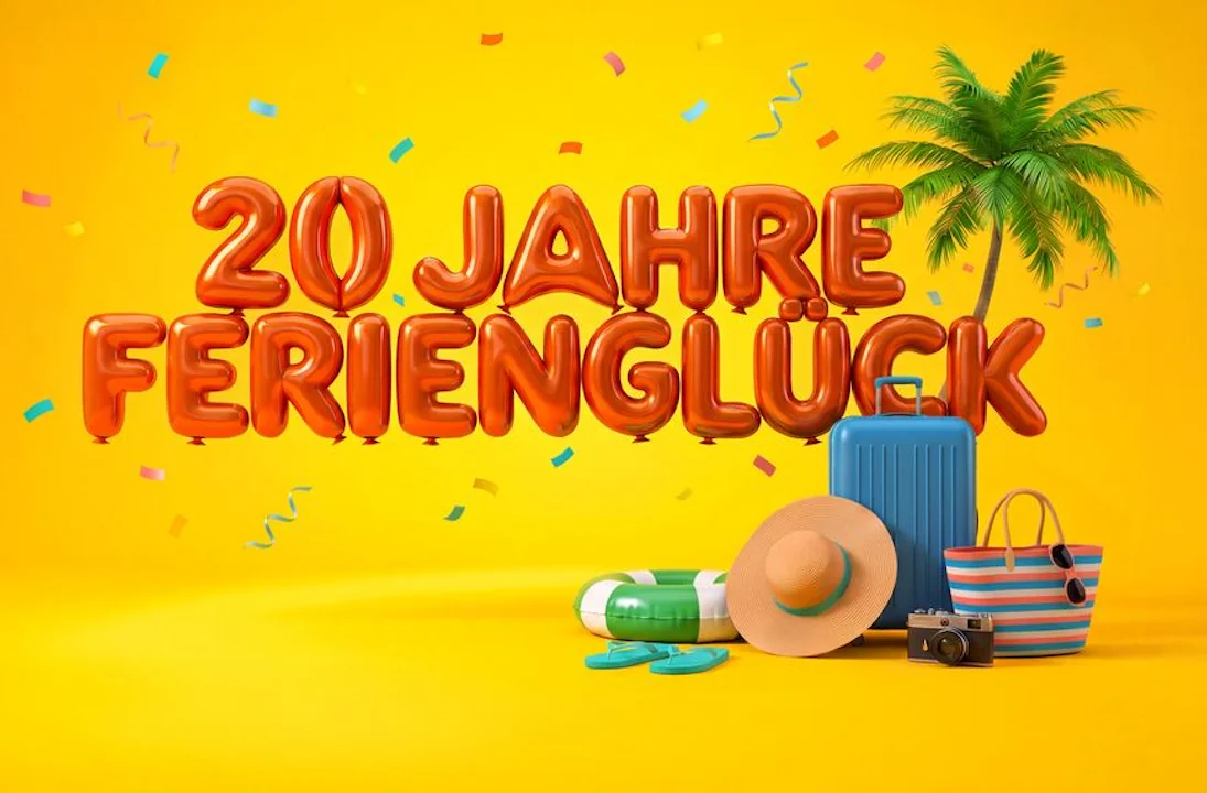 20 Jahre Ferienglück Gewinnspiel von ITS Coop Travel mit Koffer, Strandhut und Palme